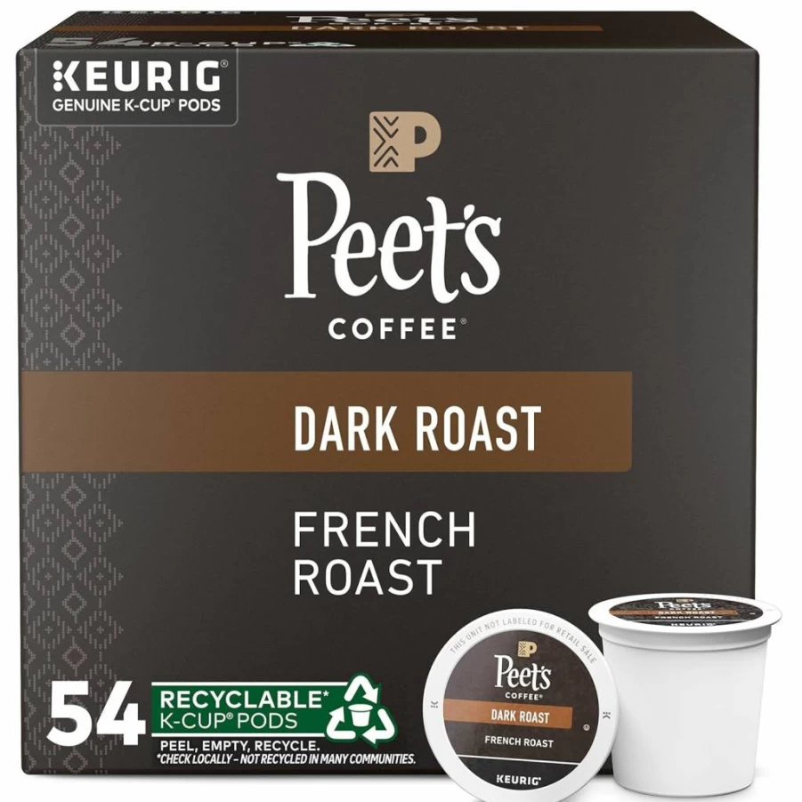 Peet's Coffee French Roast Dark Roast K-Cup Pods - 54 Count Box for Keurig Brewers