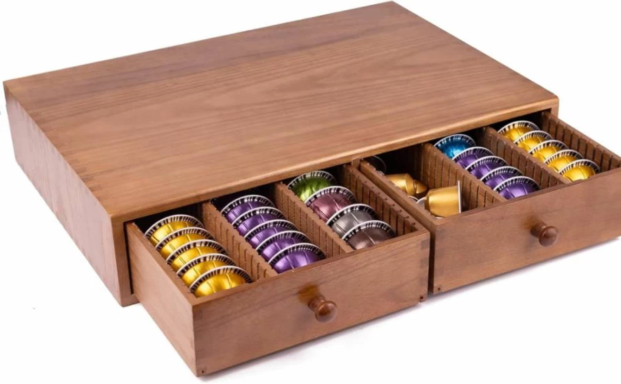 WodGod Extra Large Wooden Coffee Pod Holder - Organizer for Nespresso & Keurig Capsules, Durable Coffee Storage with High Capacity