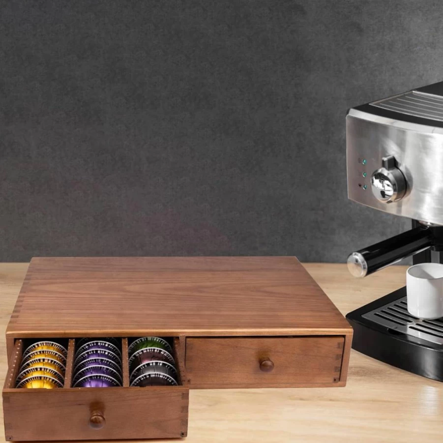 WodGod Extra Large Wooden Coffee Pod Holder - Organizer for Nespresso & Keurig Capsules, Durable Coffee Storage with High Capacity