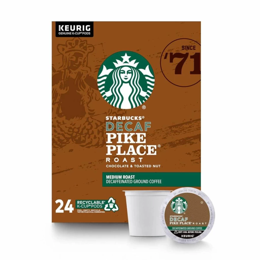Starbucks Decaf House Blend K-Cup Coffee Pods for Keurig - 40 Count Box, Medium Roast, 100% Arabica