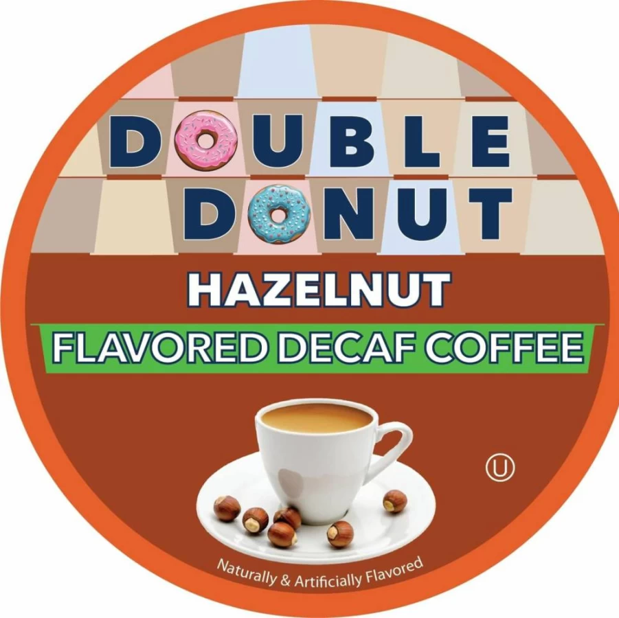 Double Donut Coffee Decaf Hazelnut Medium Roast K-Cup Pods for Keurig - 80 Count Pack, Donut Flavored Decaf Coffee