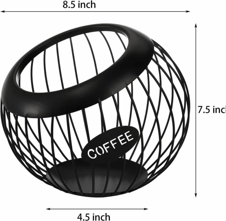 TOPZEA Metal Coffee Pod Holder – Large Capacity K-Cup Organizer, Espresso Capsule Storage Basket for Countertop, Bar Station Accessories in Black