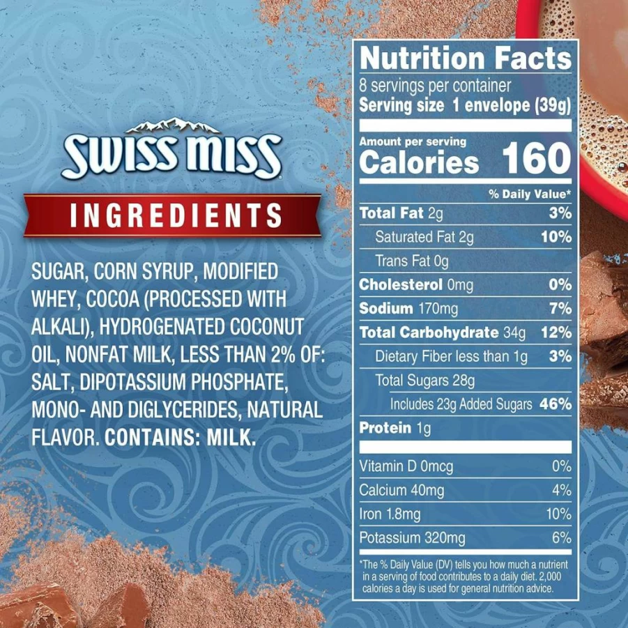 Swiss Miss Reduced Calorie Hot Cocoa K-Cups, 22 Count Box for Keurig Brewers