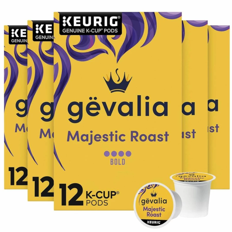 Gevalia Majestic Roast Bold Dark Roast Coffee Pods - 72 Count (6 Boxes of 12 Pods) - K-Cup Compatible