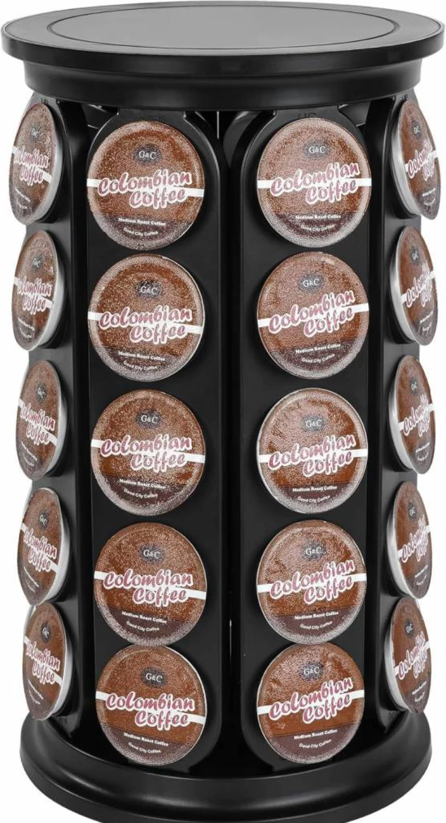 JMBTLUS 360-Degree Rotating Coffee Pod Holder - Large Capacity Organizer for 40 K-Cup Capsules, Black
