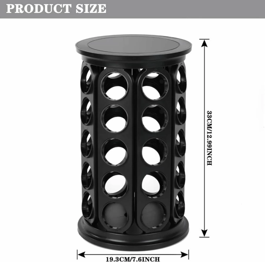 JMBTLUS 360-Degree Rotating Coffee Pod Holder - Large Capacity Organizer for 40 K-Cup Capsules, Black
