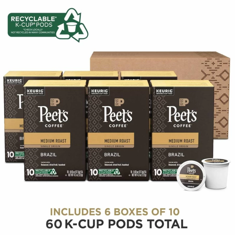 Peet's Coffee Luminosa Breakfast Blend Light Roast K-Cup Pods - 60 Count (6 Boxes of 10) for Keurig Brewers