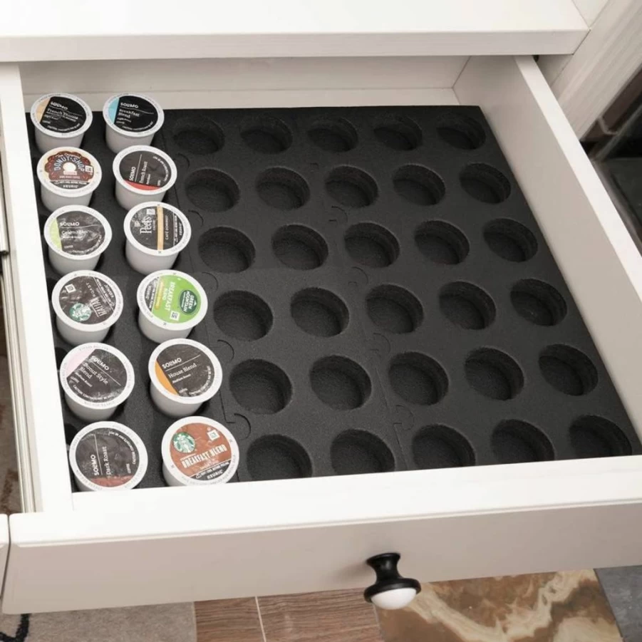 Wobivcs Coffee Pod Organizer Tray - DIY Drawer Storage Holder for 60 K-Cups, Compatible with Keurig Pods