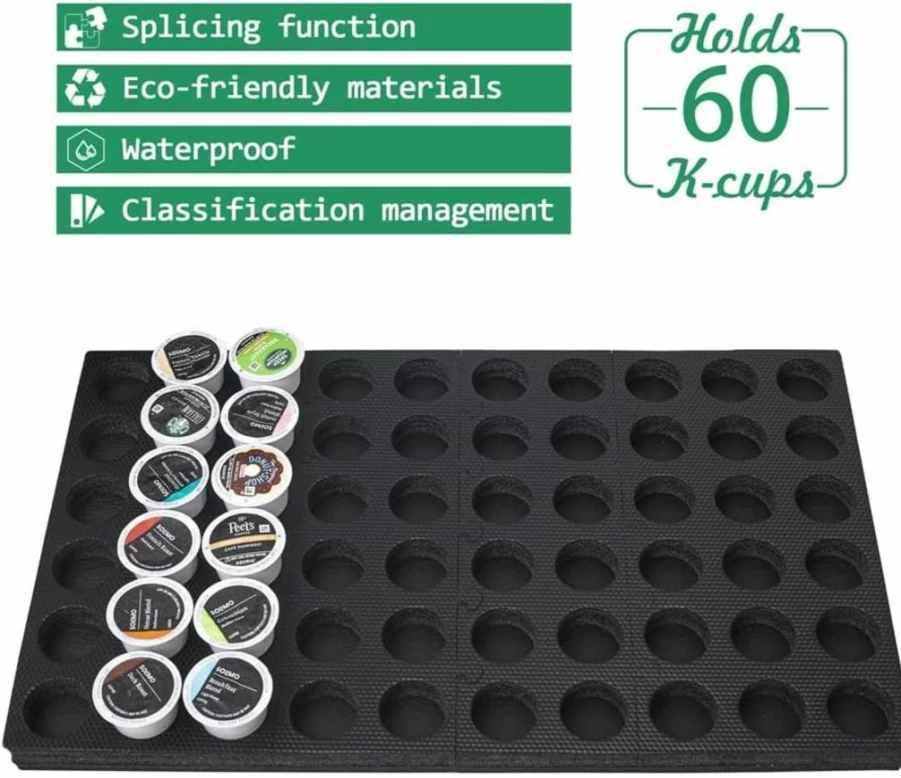 Wobivcs Coffee Pod Organizer Tray - DIY Drawer Storage Holder for 60 K-Cups, Compatible with Keurig Pods