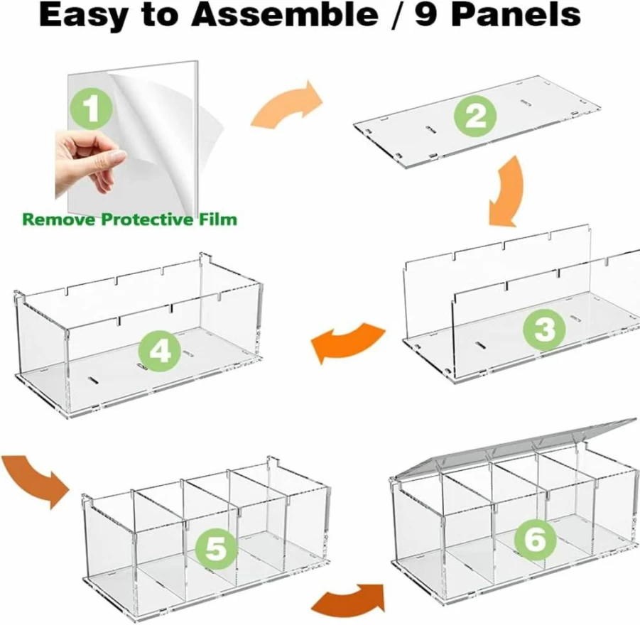 RR RAXMIN Acrylic Coffee Capsule Organizer - 4 Compartment Clear K-Cup Pod Storage Box With Lid, Coffee Bar Accessories for Nespresso & Keurig Machines
