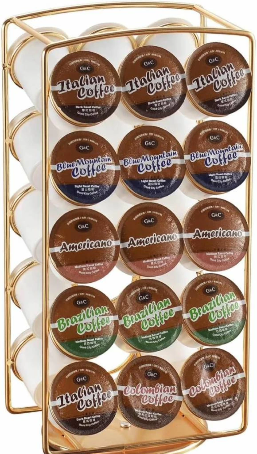 Alessia Cara 30-Cup Rotatable K-Cup Holder - 360° Spinning Coffee Pod Organizer, Gold Storage Rack for Keurig, No Assembly Required