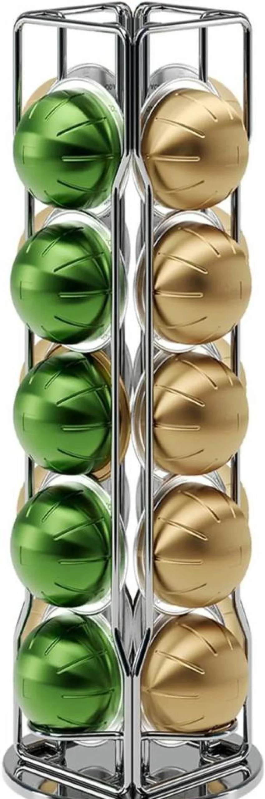 SEVENLINE 360-Degree Rotating Coffee Pod Holder for Nespresso VertuoLine - 20 Capsule Capacity, Black, Compact Stand Organizer