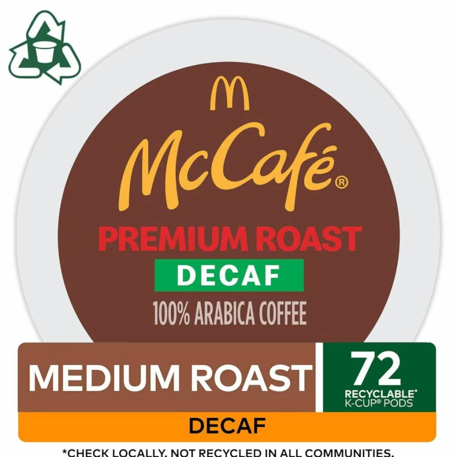 McCafe Decaf K-Cup Pods, Premium Roast Decaffeinated Coffee for Keurig, 72 Single-Serve Pods