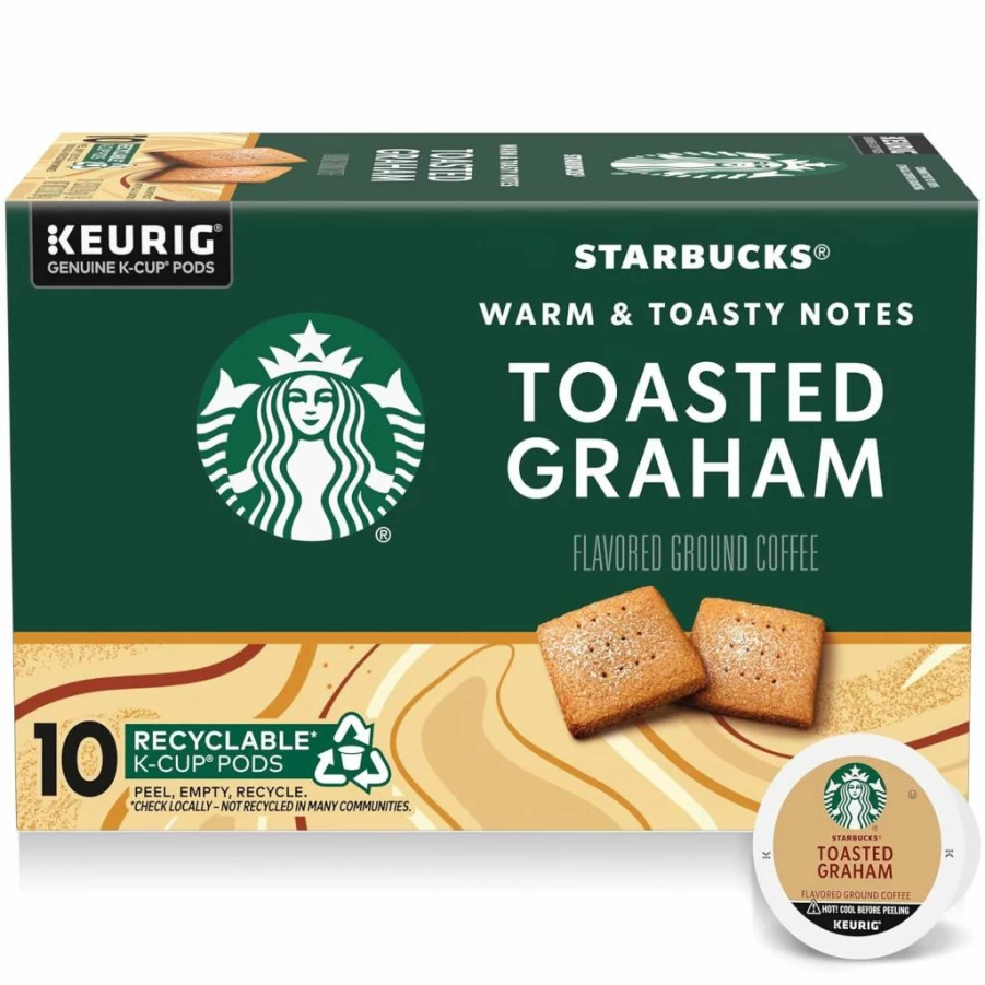 Starbucks Toasted Graham Flavored Coffee Pods, 100% Arabica K-Cups, 10 Count Box, Naturally Flavored