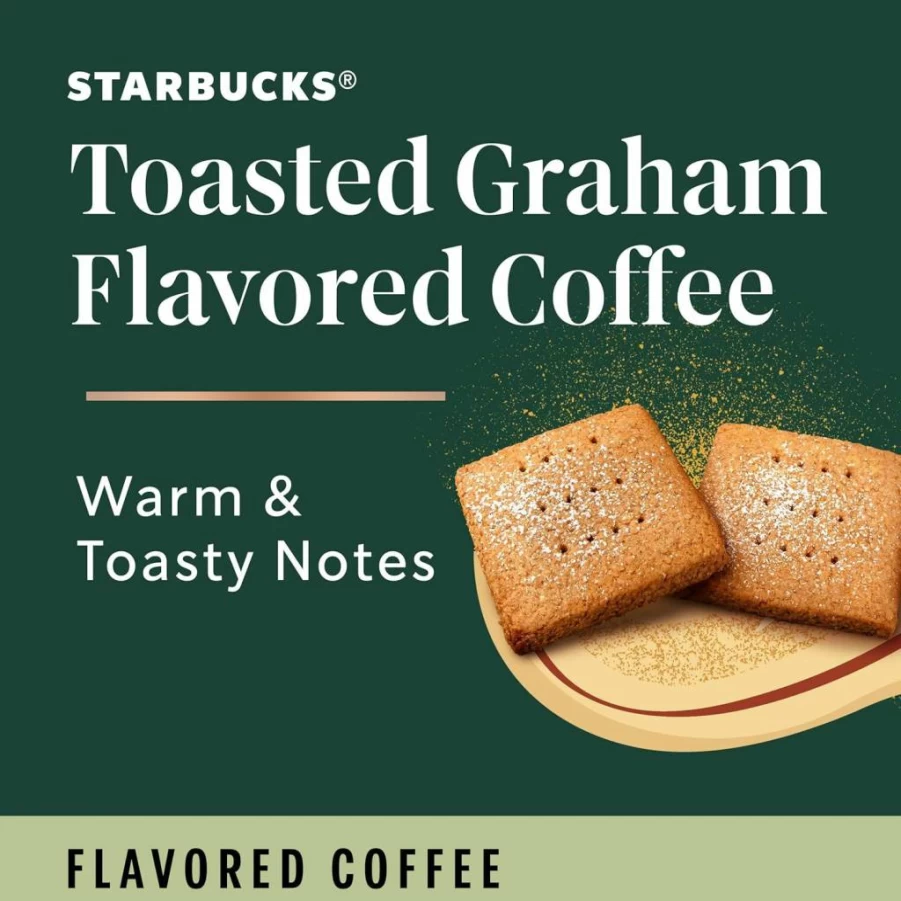 Starbucks Toasted Graham Flavored Coffee Pods, 100% Arabica K-Cups, 10 Count Box, Naturally Flavored