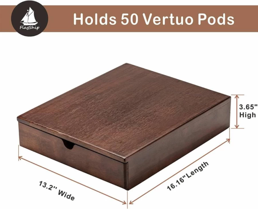 Flagship Nespresso Vertuo Pod Holder - 50-Capacity Wooden Espresso Capsule Organizer, Elegant Storage for Coffee Pods