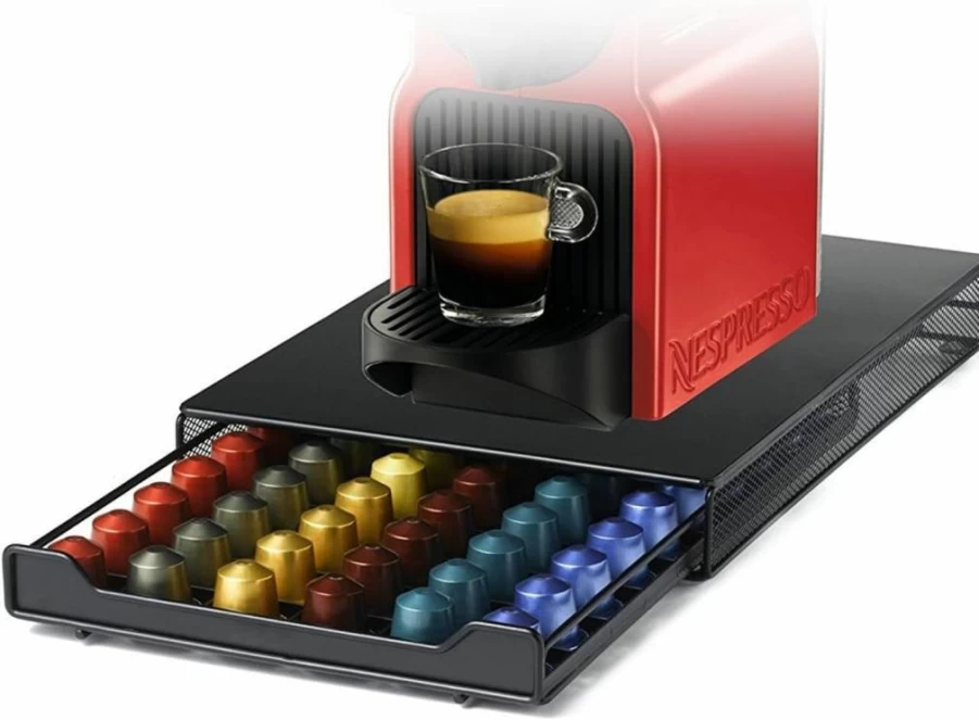 HiveNets 60-Capsule Metal Coffee Pod Holder - Compatible with Nespresso, Compact Drawer Storage for Coffee Capsules