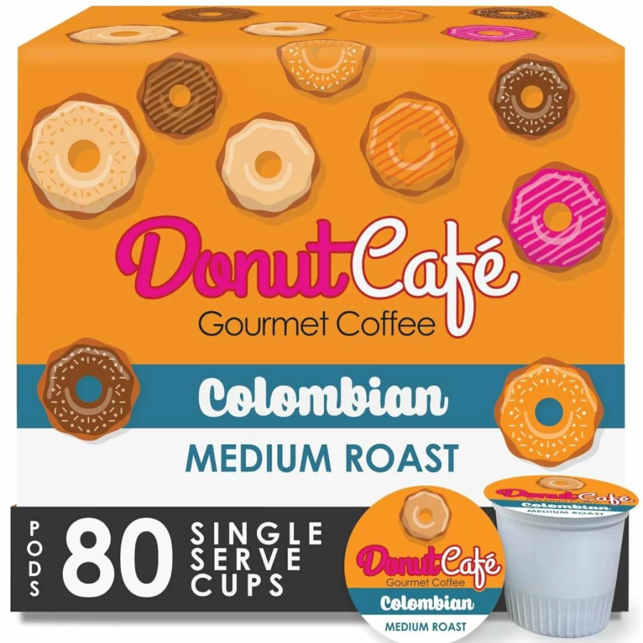 Donut Cafe Gourmet Coffee Variety Pack - 80 K-Cup Pods for Keurig, Medium Roast Flavored Coffee with Pecan Pie, Coconut Crumble, Salted Caramel & Toasted Hazelnut