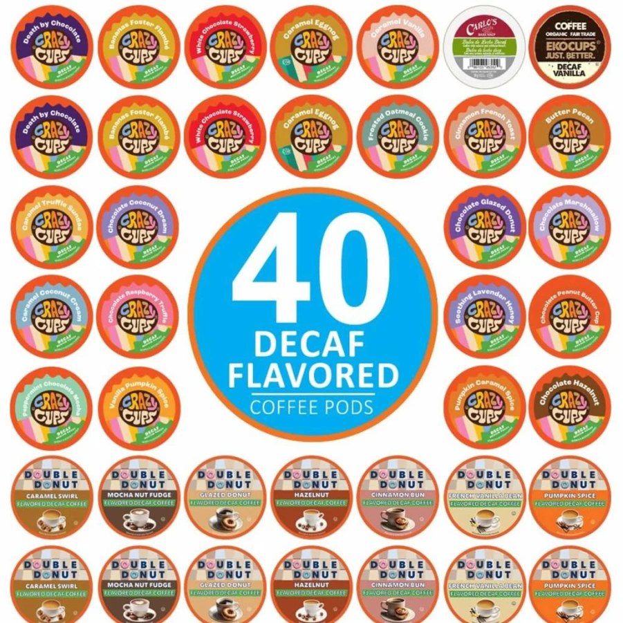 Crazy Cups Coffee Pods Variety Pack Sampler - 40 Count Single-Serve K-Cup Pods for Keurig Machines, Assorted Flavors for Coffee Lovers