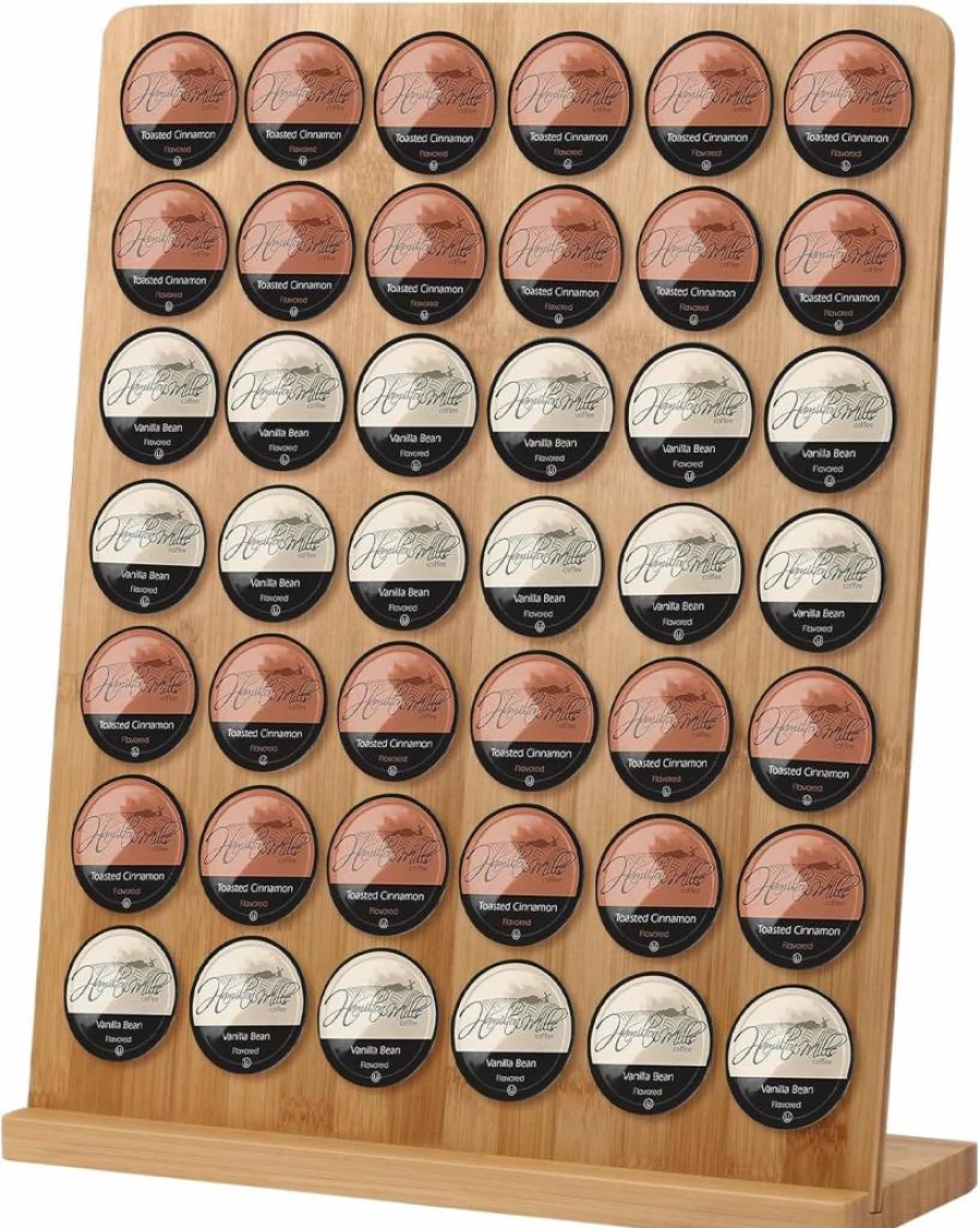 Simesove Bamboo K-Cup Holder - Keurig Storage Organizer for 35 Coffee Pods, Countertop Display Rack for Coffee Bars, Offices & Kitchens