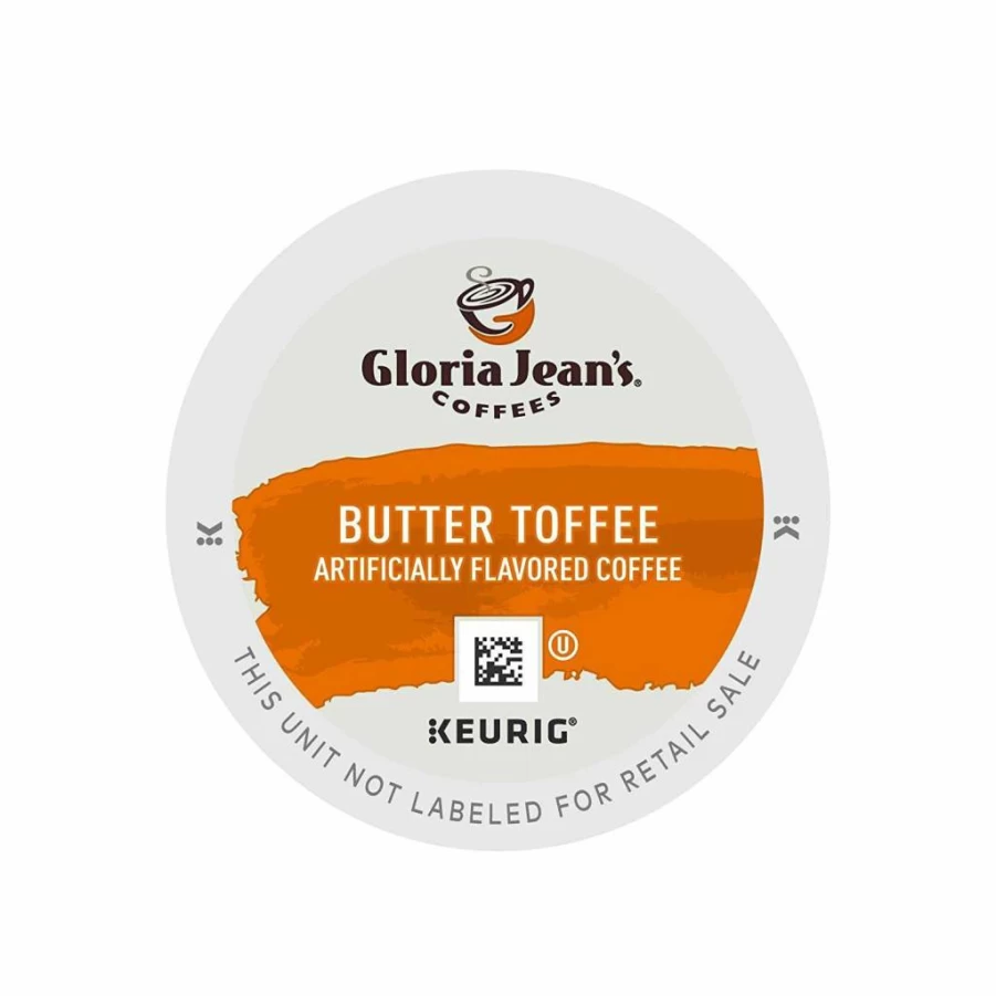 Gloria Jean's Butter Toffee Flavored Medium Roast Coffee K-Cup Pods for Keurig, 24 Single-Serve Pack