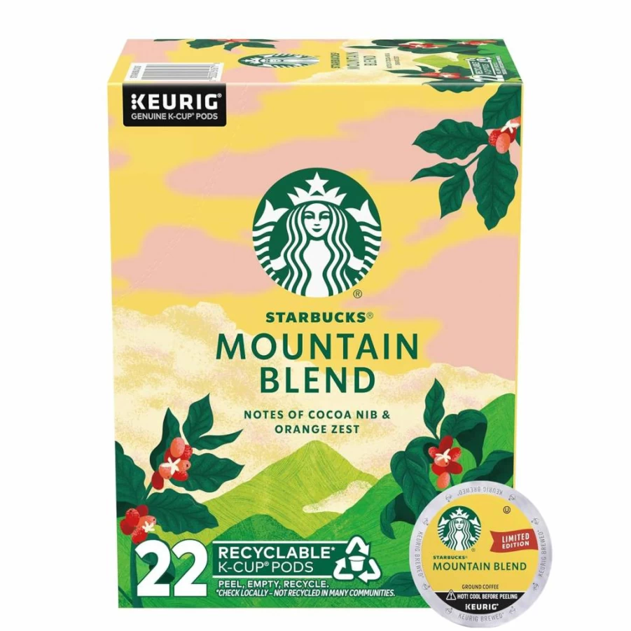 Starbucks Mountain Blend Medium Light Roast K-Cup Coffee Pods for Keurig - 100% Arabica, Limited Edition (22 Count)