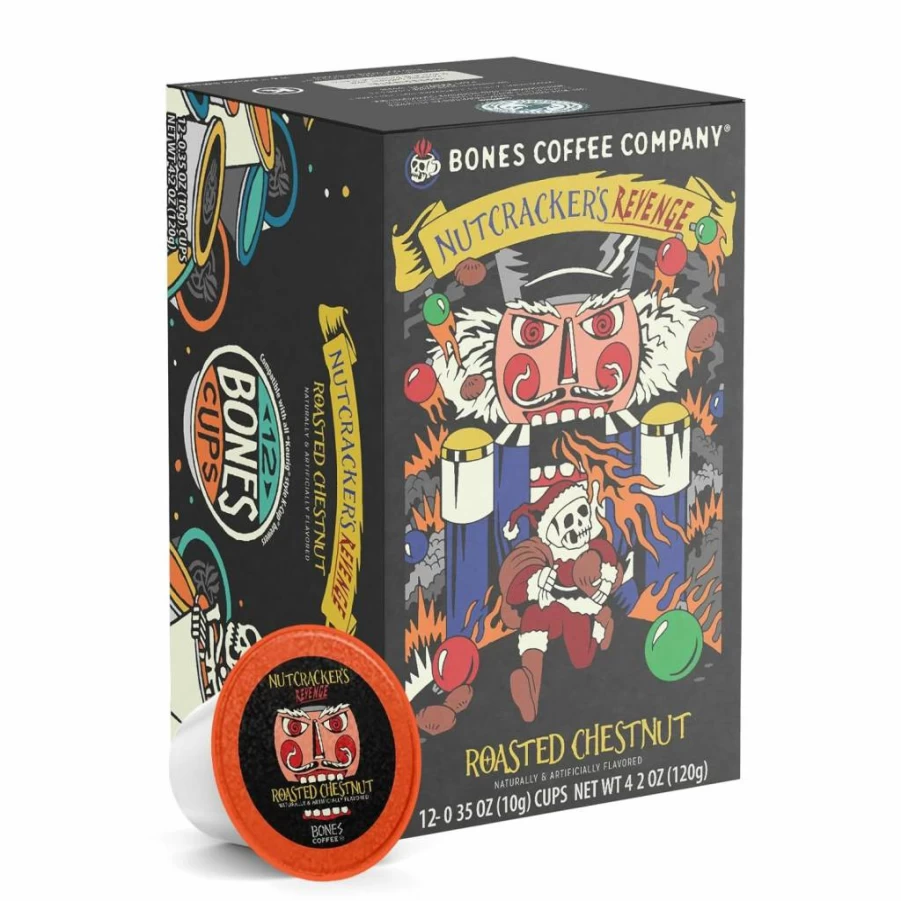 Bones Coffee Company French Vanilla Single-Serve Coffee Pods - 12 Count K-Cups Compatible with Keurig 1.0 & 2.0 Brewers | Flavored Coffee Pods