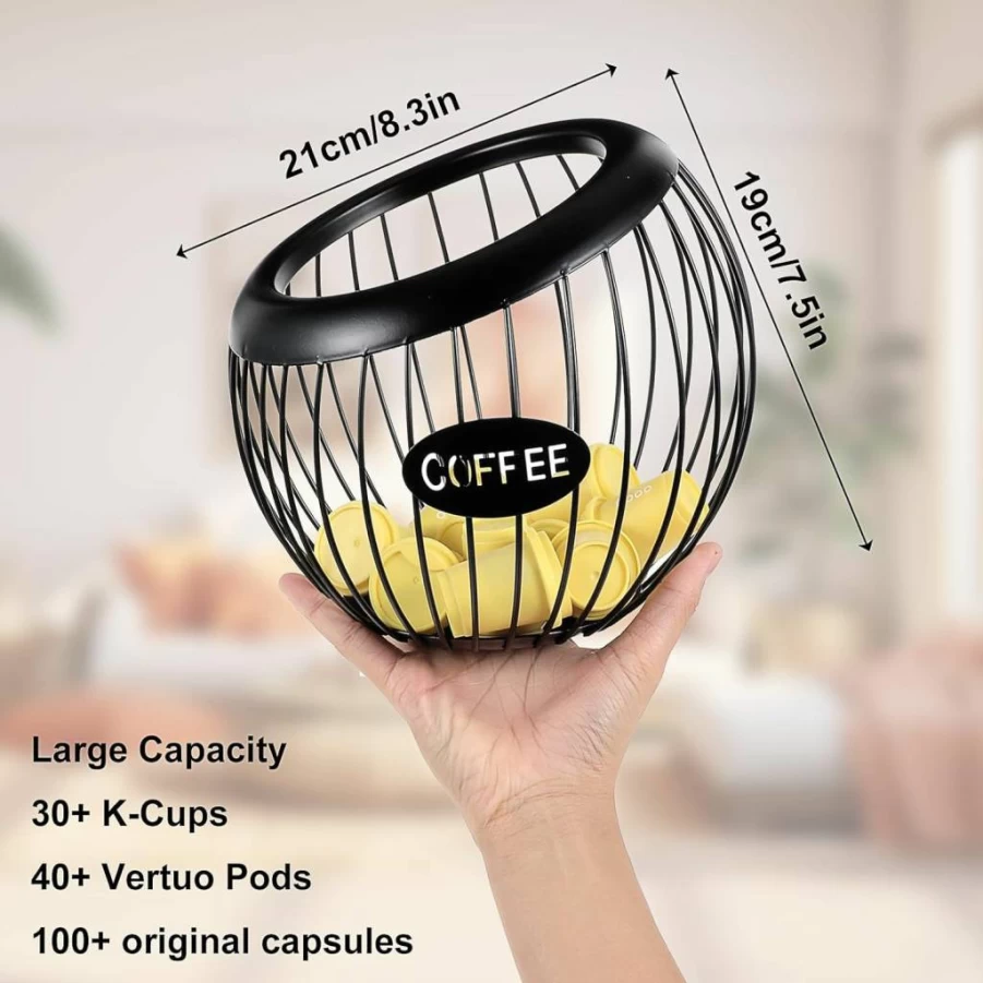 Lemecima Metal Coffee Pod Holder - Large Capacity K-Cup Organizer for Counter, Sturdy Coffee Station Storage for Keurig Pods