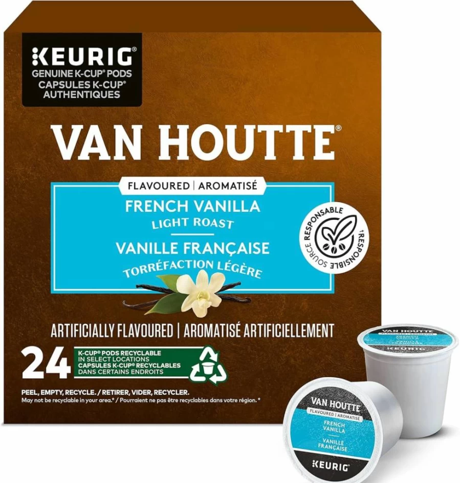 Keurig K-Cups Van Houtte French Vanilla Coffee Pods, 24 Count Pack for Keurig Brewers