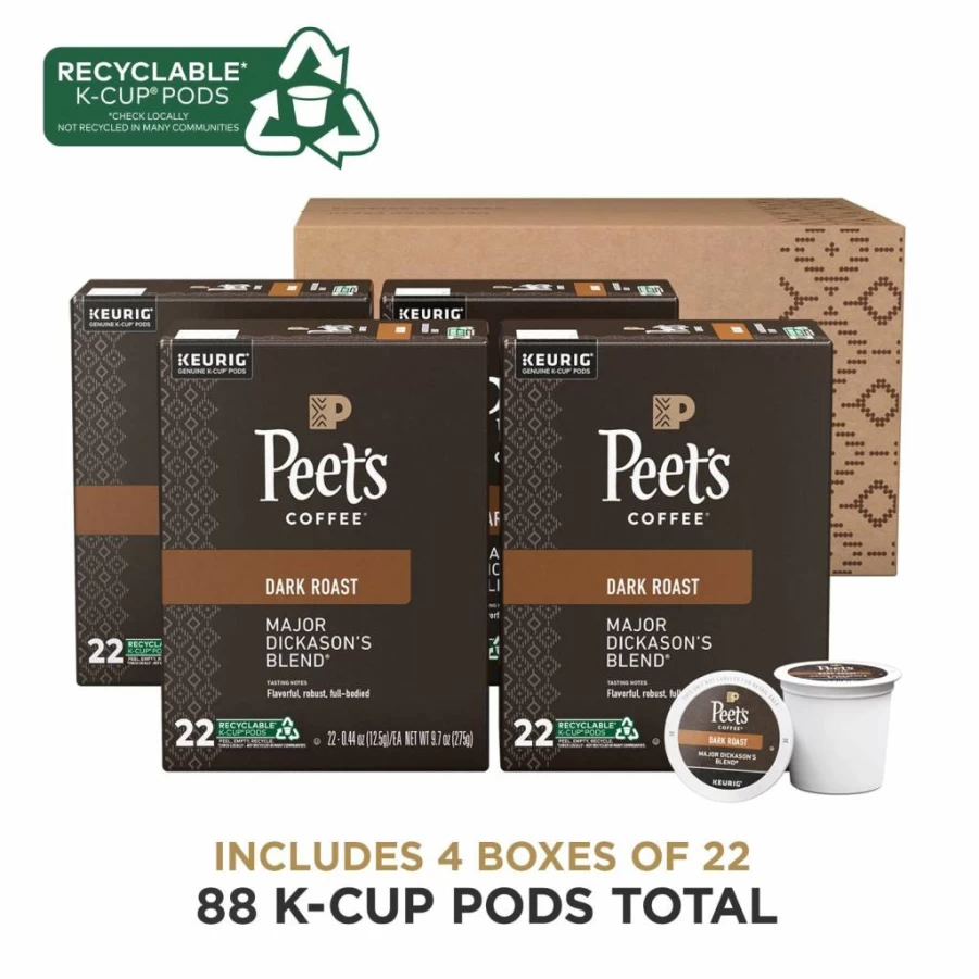 Peet's Coffee Alma De La Tierra USDA Organic Dark Roast K-Cup Pods - 60 Count (6 Boxes of 10) for Keurig Brewers