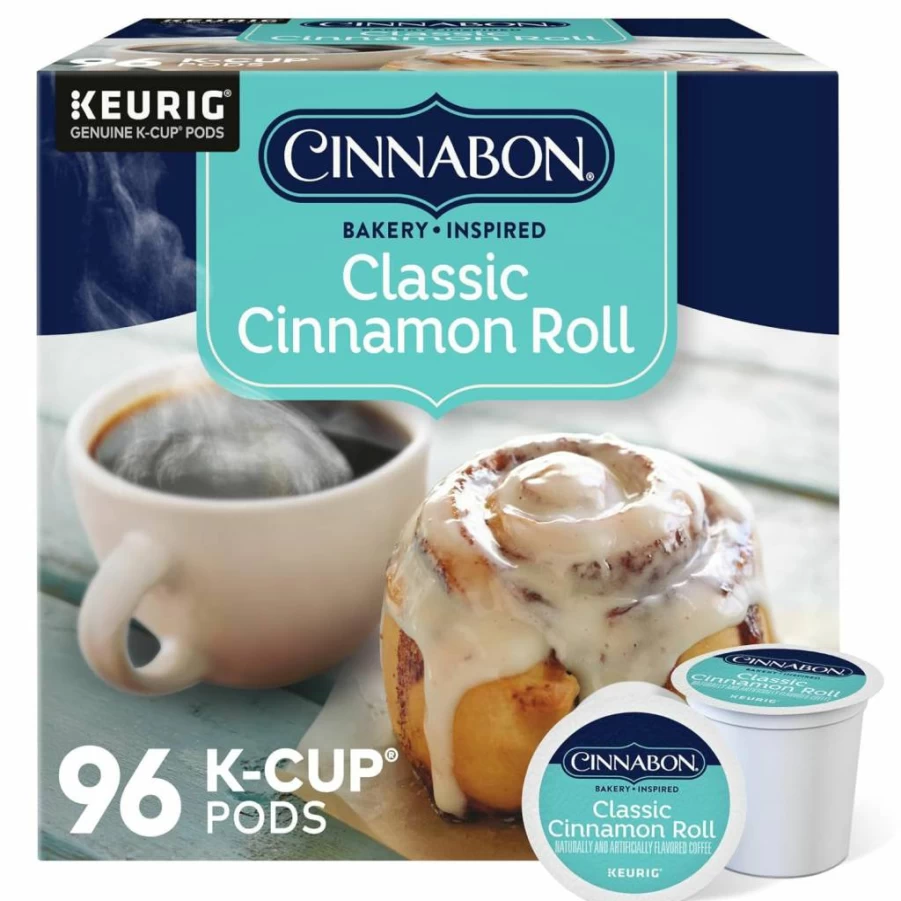 CINNABON Light Roast Classic Cinnamon Roll Coffee K-Cup Pods for Keurig, 48 Count Single-Serve Pack