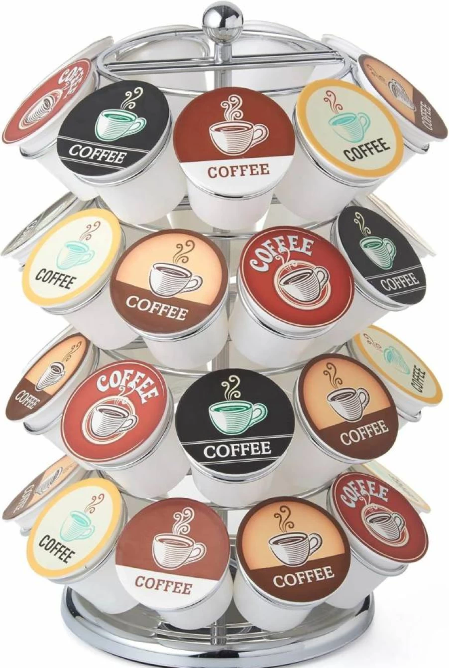 Nifty Solutions 360-Degree Spinning K-Cup Holder Carousel - 36 Coffee Pod Organizer for Home & Office, Modern Black Countertop Storage, Lazy Susan Design