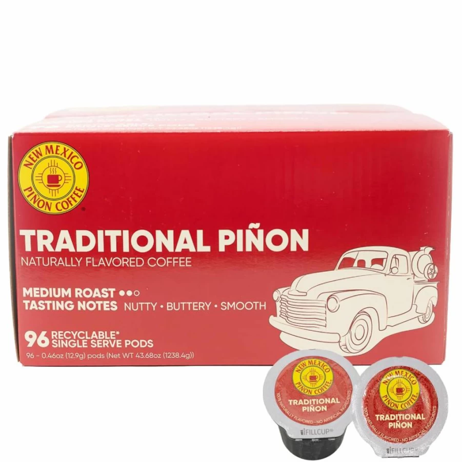 New Mexico Pinon Coffee K-Cups | 100% Arabica Medium Roast | Nutty & Smooth Flavor | Single Serve Recyclable Pods | 32 Count Pack