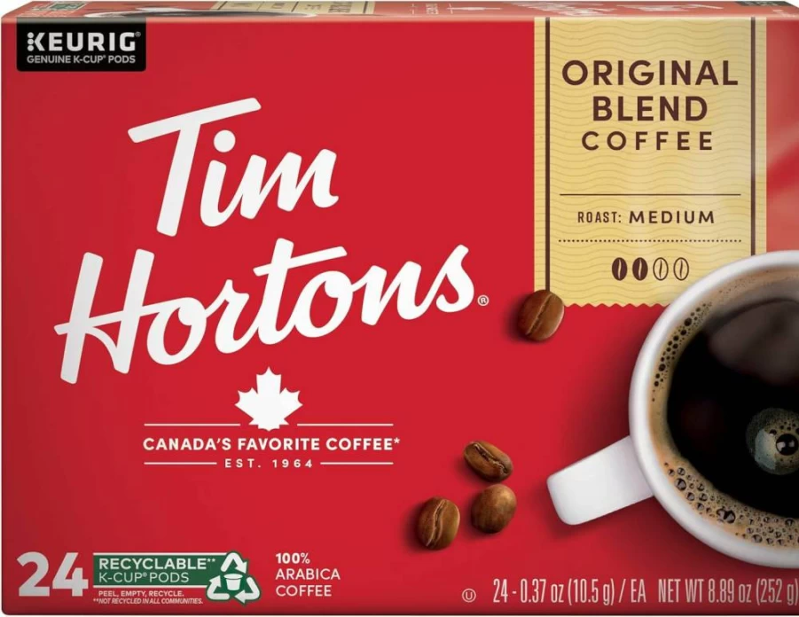 Tim Hortons Medium Roast K-Cup Coffee Pods, Original Blend, 24 Count, Compatible with Keurig Brewers, Single-Serve Pack