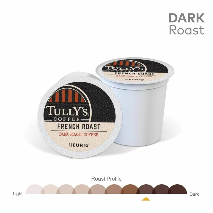 TULLY'S Dark Roast Coffee K-Cup Pods for Keurig, Single-Serve French Roast, 24 Count