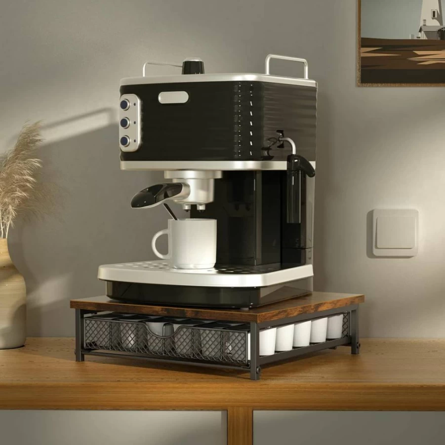 BTY 36-Capacity Sliding Basket Coffee Pod Organizer - Countertop K-Cup Storage Holder for Keurig, Nespresso - Black Coffee Station Drawer