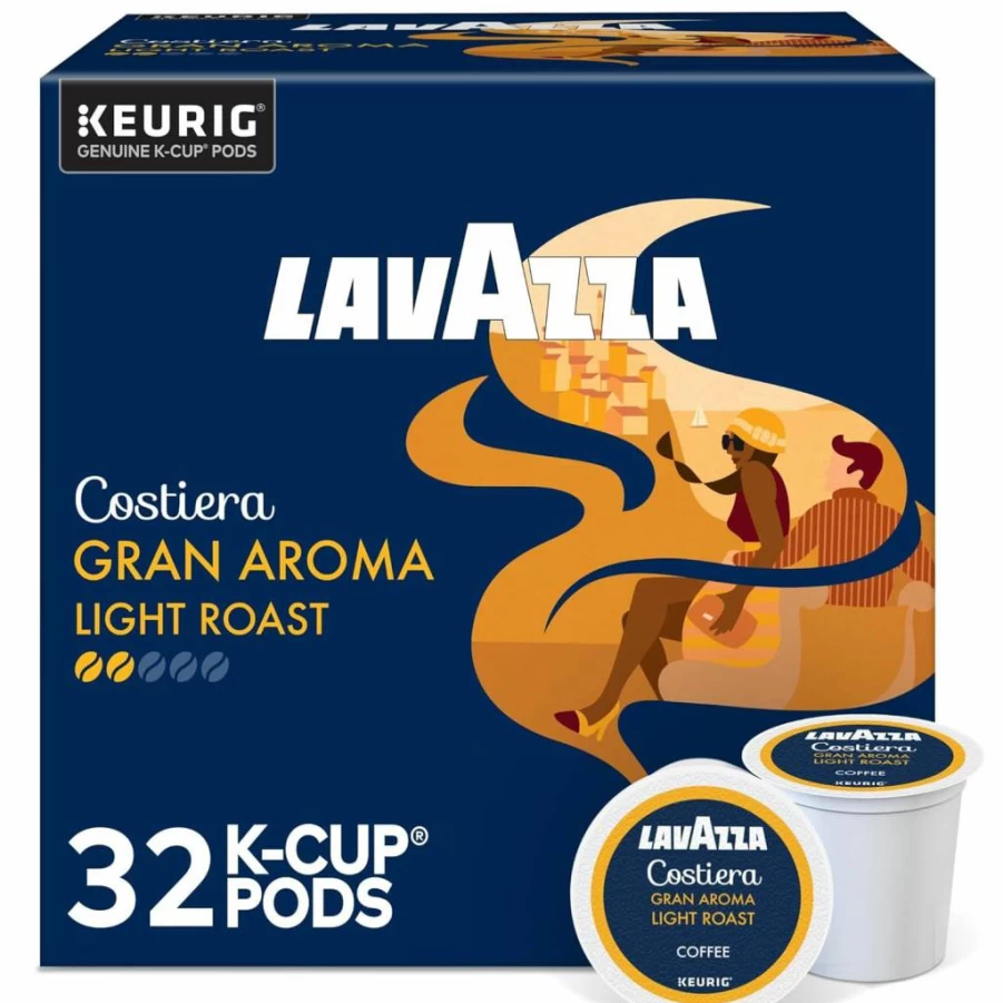 Lavazza Costiera Gran Aroma Light Roast Coffee Pods for Keurig K-Cup Brewers, 60 Count (6 x 10 Packs) - Single-Serve Italian Blend