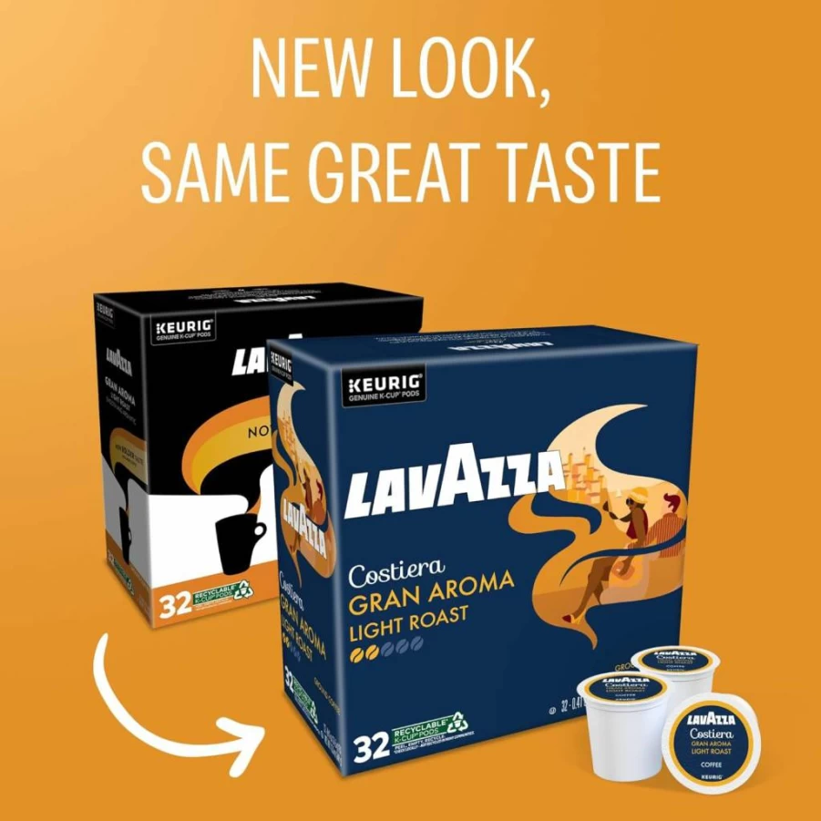 Lavazza Costiera Gran Aroma Light Roast Coffee Pods for Keurig K-Cup Brewers, 60 Count (6 x 10 Packs) - Single-Serve Italian Blend