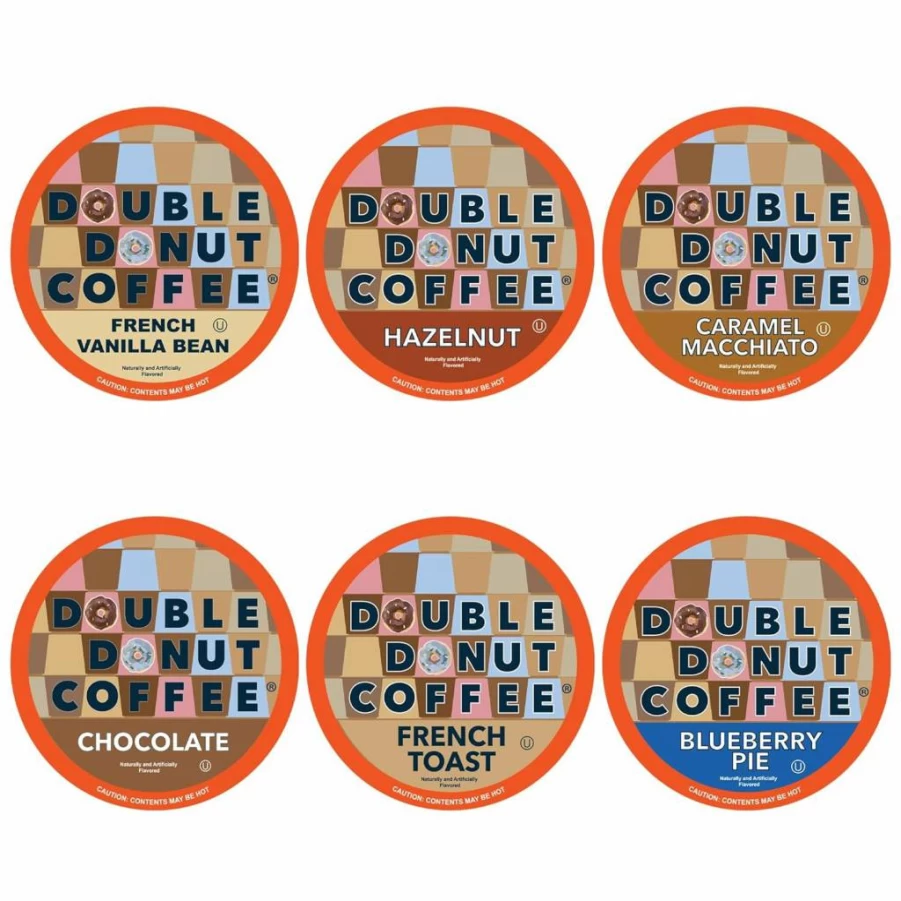 Double Donut Coffee Decaf Dark Roast K-Cup Pods - Extra Bold Recyclable Single-Serve Coffee for Keurig - 80 Count