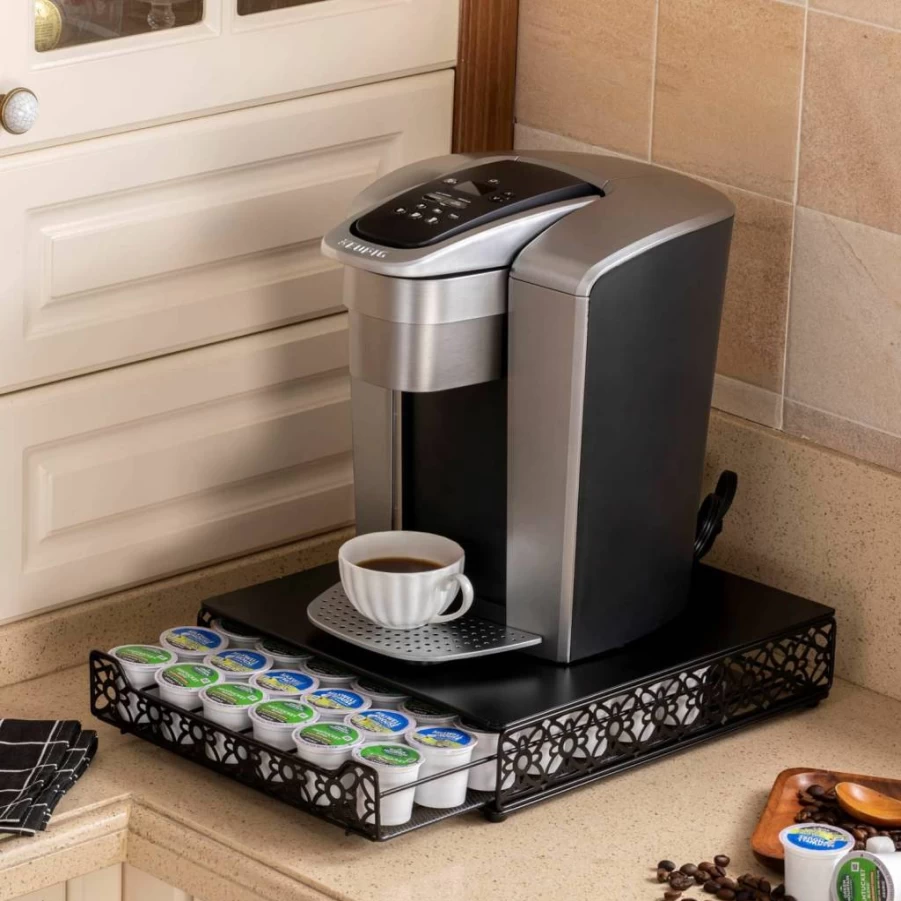 FlagShip 42-Count Iron Coffee Pod Organizer Drawer for Keurig K-Cups