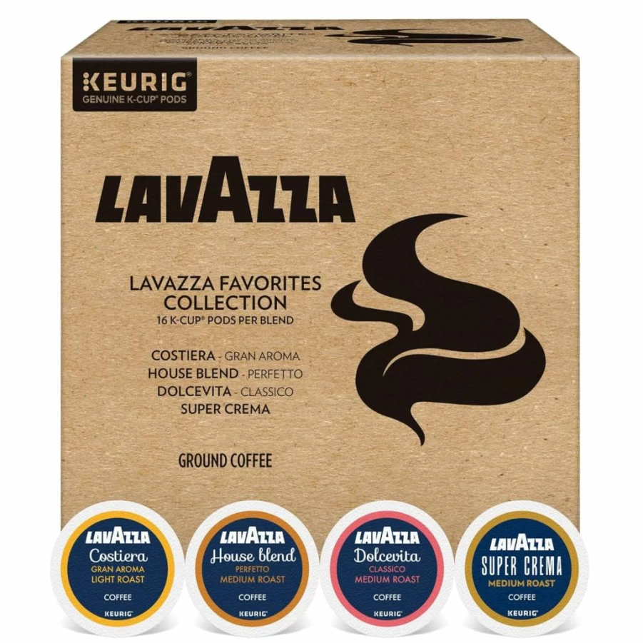 Lavazza Favorites Collection Variety Pack: 64 Single-Serve K-Cup Pods for Keurig, Light & Medium Roast Coffee