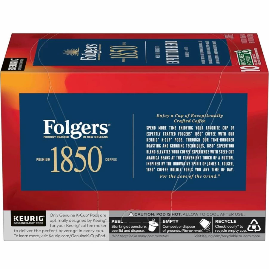 Folgers Pioneer Blend Medium Roast Coffee Pods - 10 Count K-Cups for Keurig Brewers