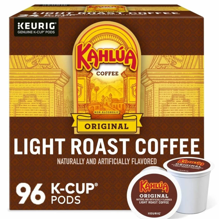 KAHLUA Original Light Roast Coffee Keurig K-Cup Pods, 96 Count (4 Packs of 24 Single-Serve Pods)