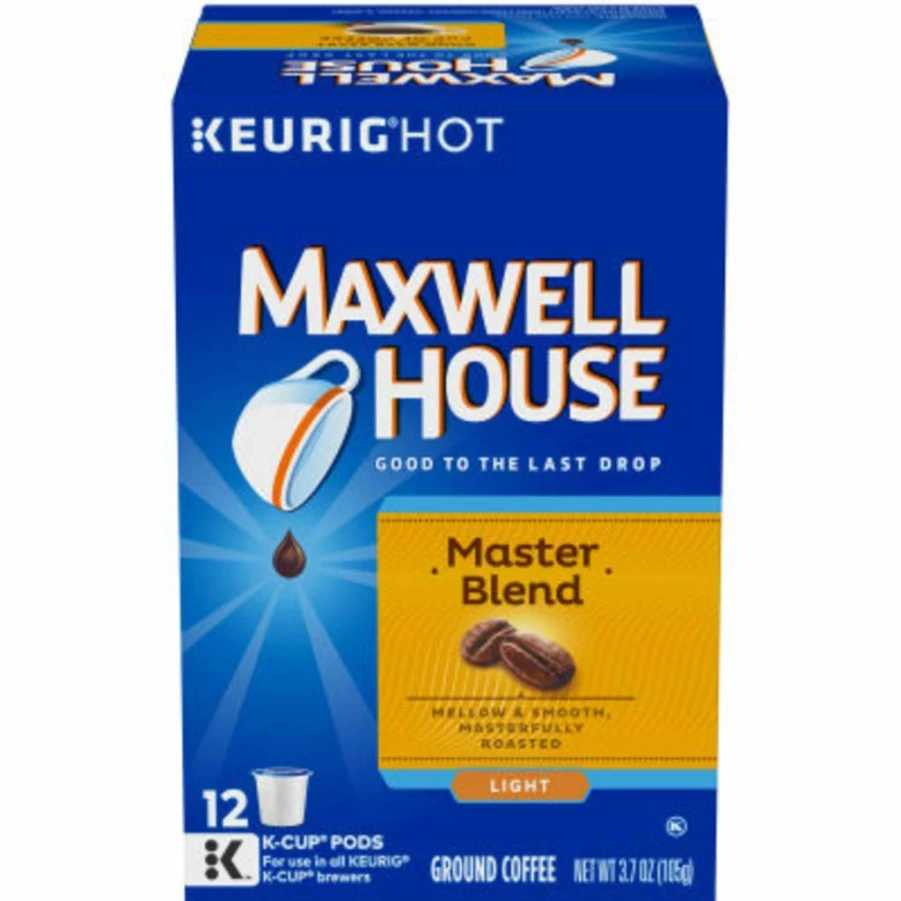MAXWELL HOUSE Master Blend Light Roast Coffee Pods - 12 Count K-Cups, Compatible with Keurig Brewers