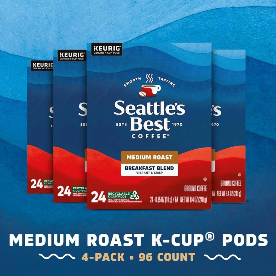 Seattle's Best Coffee Portside Blend Medium Roast K-Cup Pods - 60 Count (6 Boxes of 10) | Compatible with Keurig Brewers