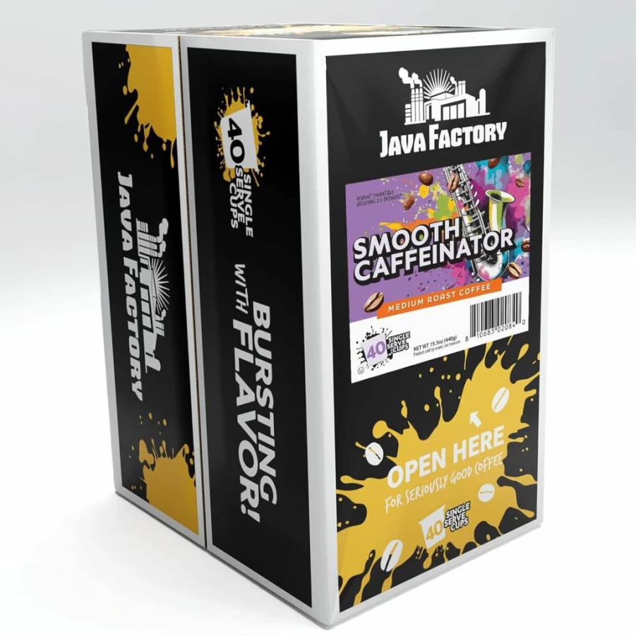 Java Factory High Caffeine Coffee Pods - Extra Bold Double Caffeinated, 80 Count K-Cup Pods Compatible with Keurig 2.0 Brewers