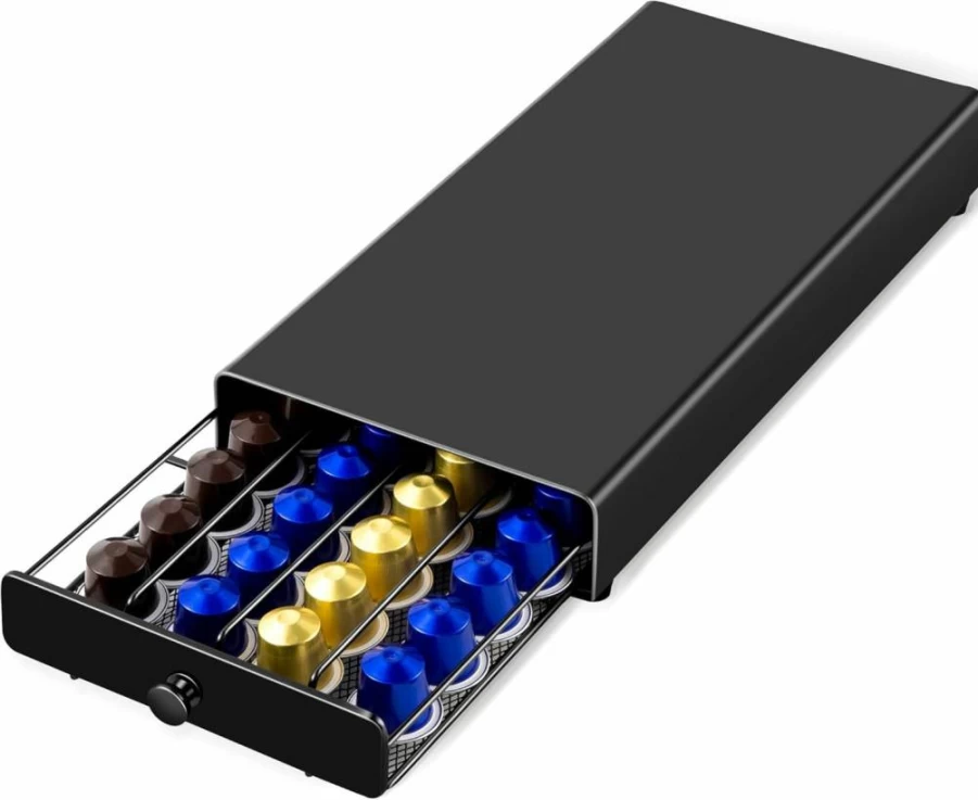 ROWISE Coffee Pod Holder for Nespresso Original Line - 40 Capsule Countertop Drawer, Black Organizer Storage