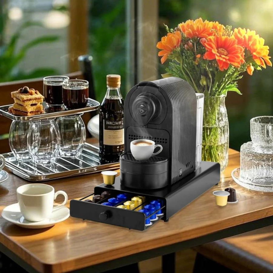 ROWISE Coffee Pod Holder for Nespresso Original Line - 40 Capsule Countertop Drawer, Black Organizer Storage
