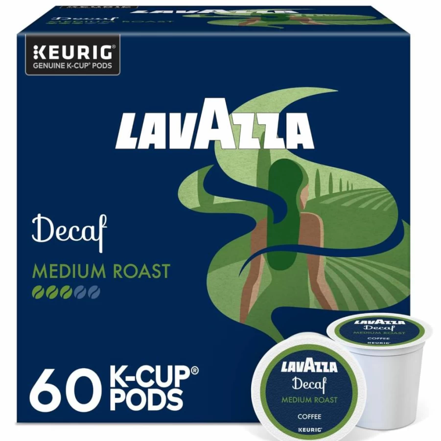 Lavazza Decaf Medium Roast Coffee Pods for Keurig K-Cup Brewers, 60 Count (6 x 10 Pack) - Single Serve Decaffeinated Coffee