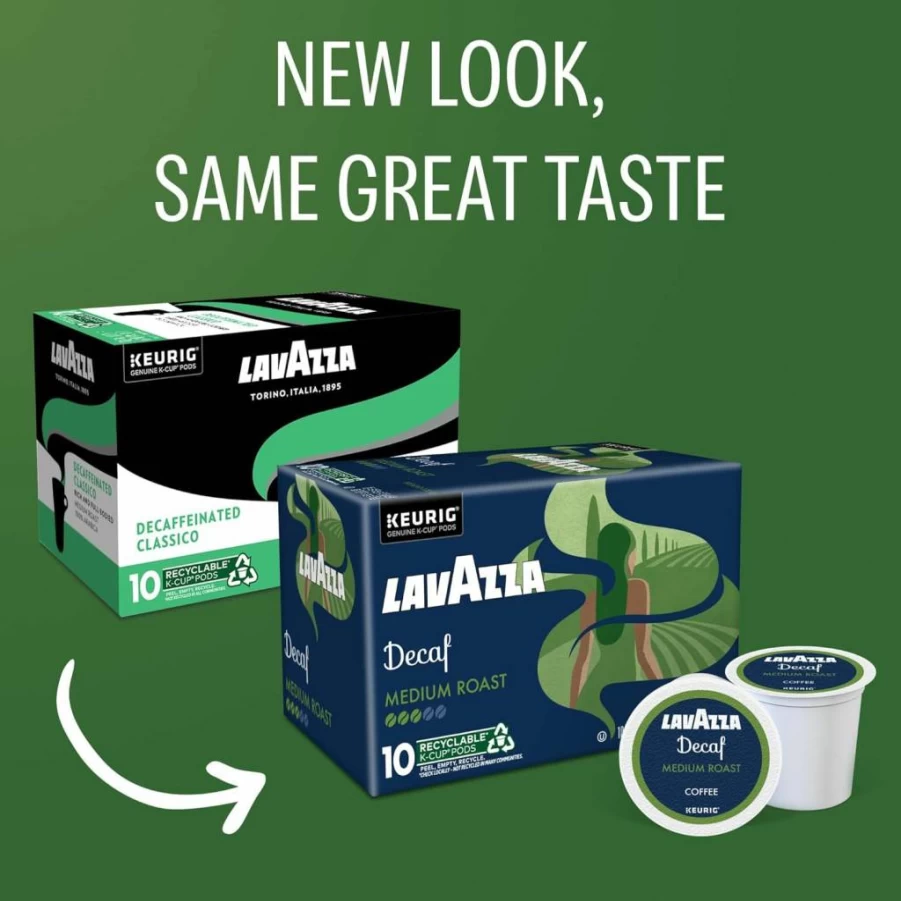 Lavazza Decaf Medium Roast Coffee Pods for Keurig K-Cup Brewers, 60 Count (6 x 10 Pack) - Single Serve Decaffeinated Coffee
